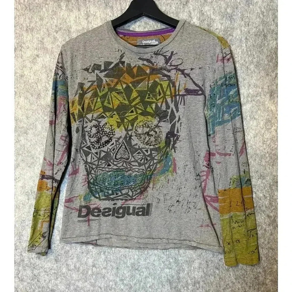 Desigual Man Skull Abstract Long Sleeve Top - Small - Picture 2 of 6